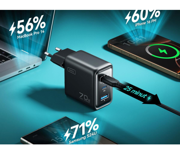 INIU Leopard Charger 70W 2 x USB-C, USB-A składana - 1371578 - zdjęcie 4